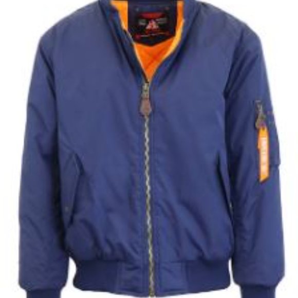NWT SPIRE Aviator Bomber Jacket Coat Navy Blue SZ 2XL Water Resistant - Picture 1 of 9